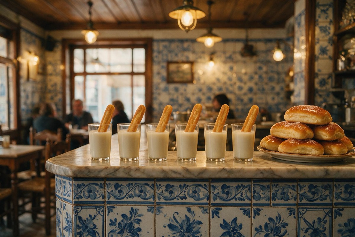 A traditional Valencian horchatería interior — hand-painted azulejo tiles