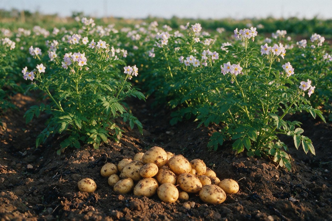 Leche de patata — la planta de la que proviene, creciendo