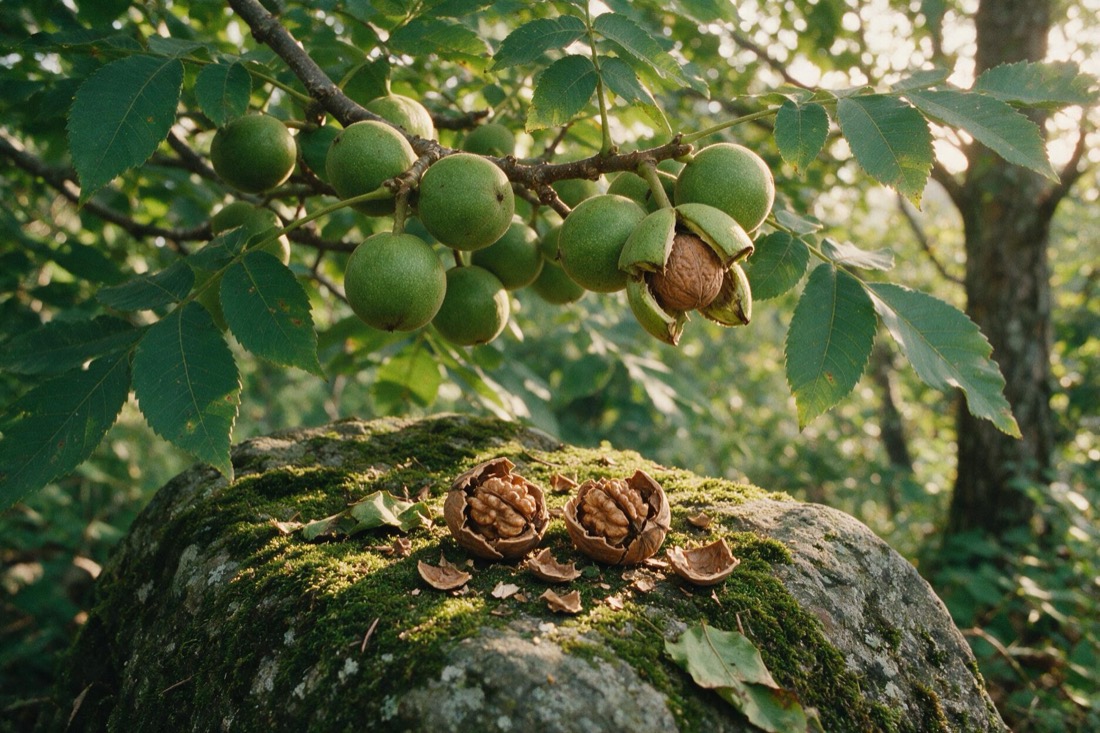 核桃奶——它来源的植物，正在生长